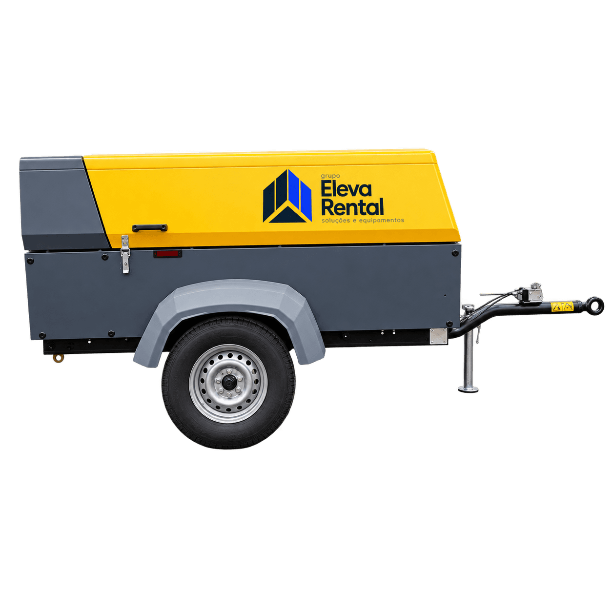 Compressor de ar a diesel Grupo Eleva Rental sobre carreta